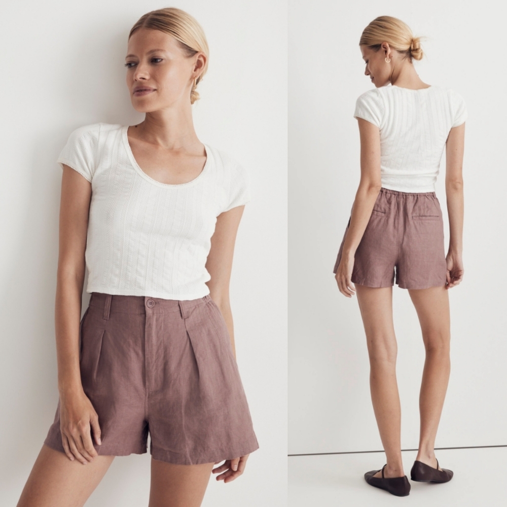 Madewell Neale Mauve Linen Shorts